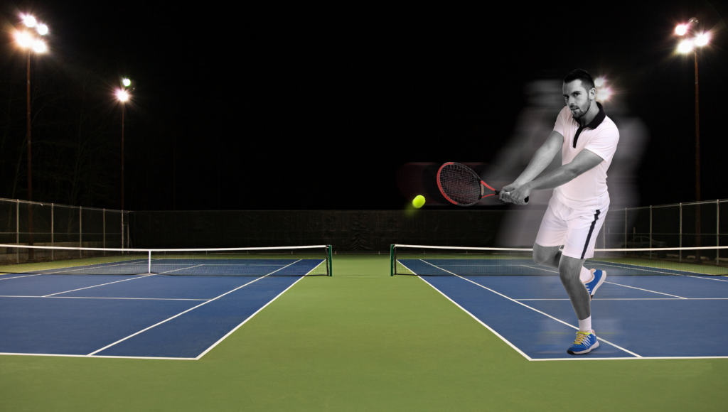 tennis court at night