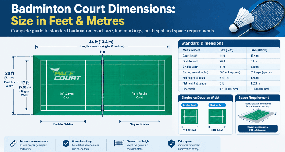Badminton Court Dimensions: Size in Feet & Metres