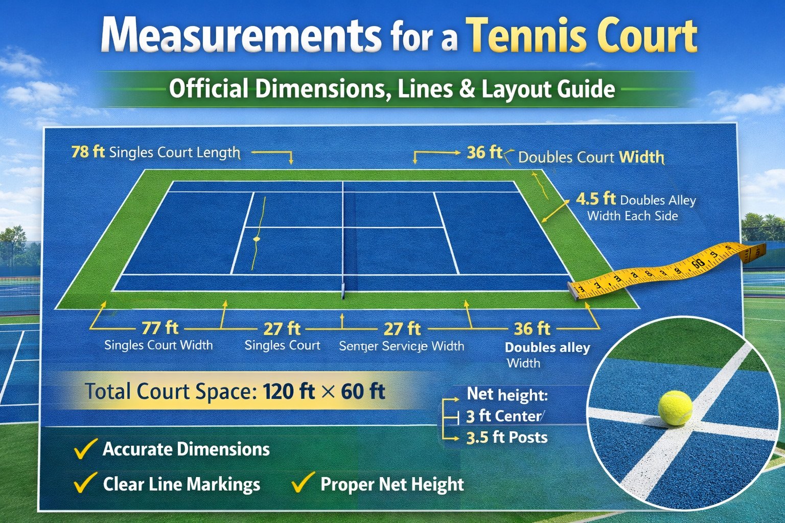 Measurements for a Tennis Court
