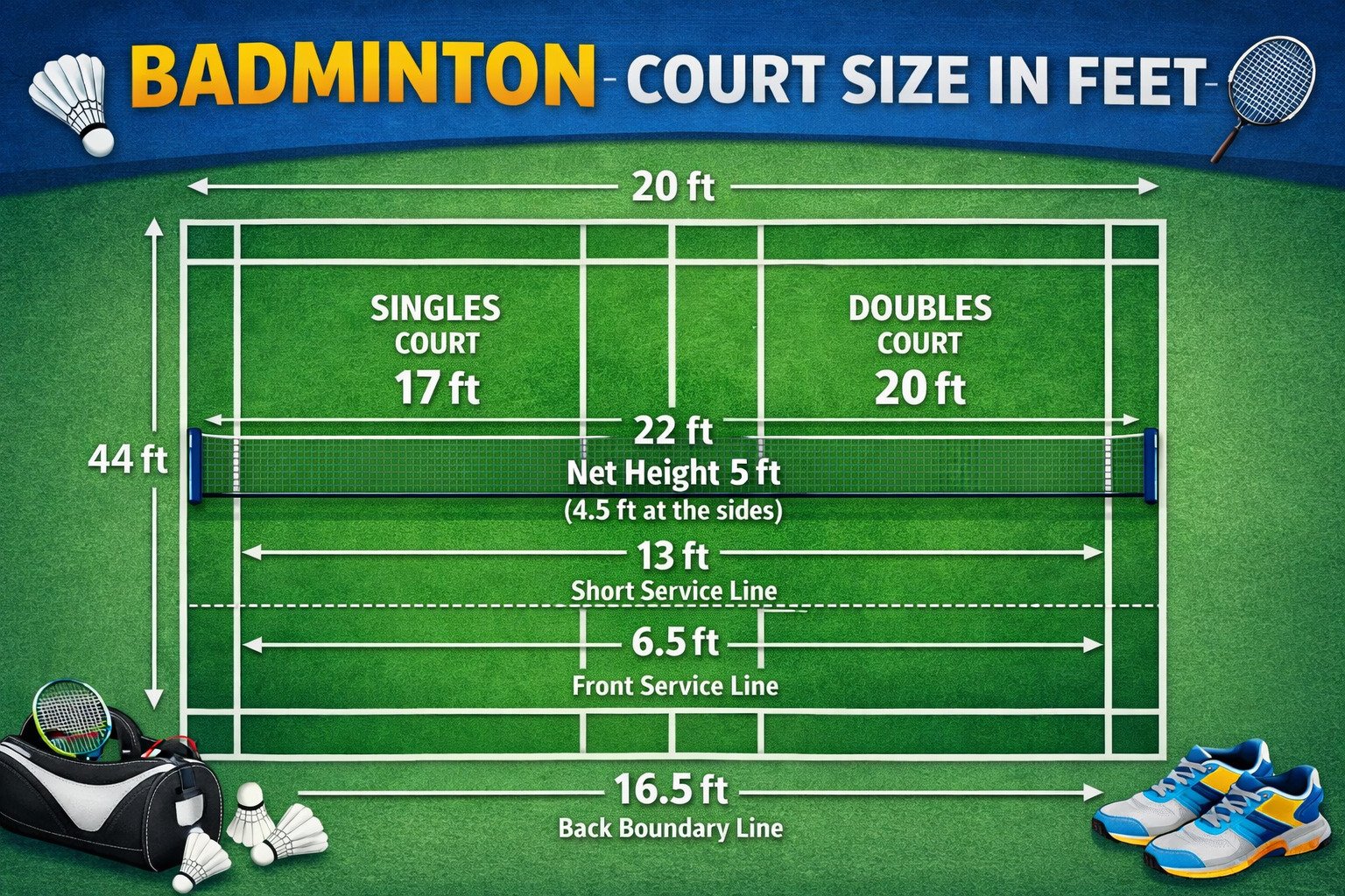Badminton Court Size In Feet