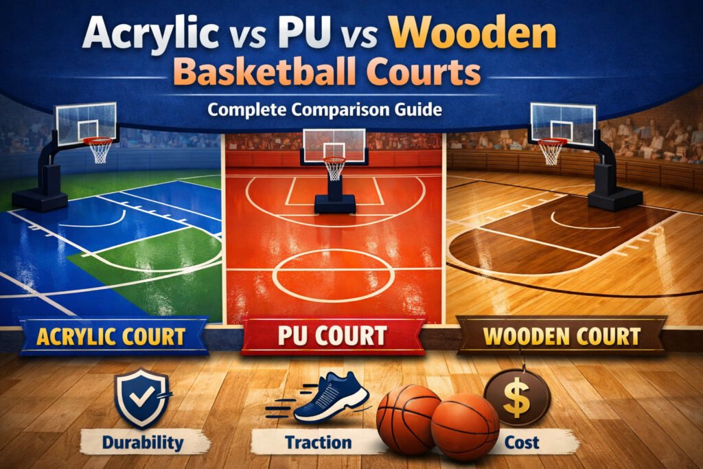 Acrylic vs PU vs Wooden Basketball Courts