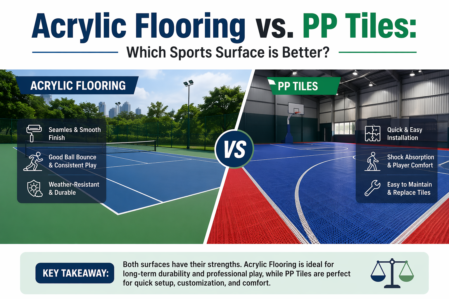 Acrylic Flooring vs PP Tiles