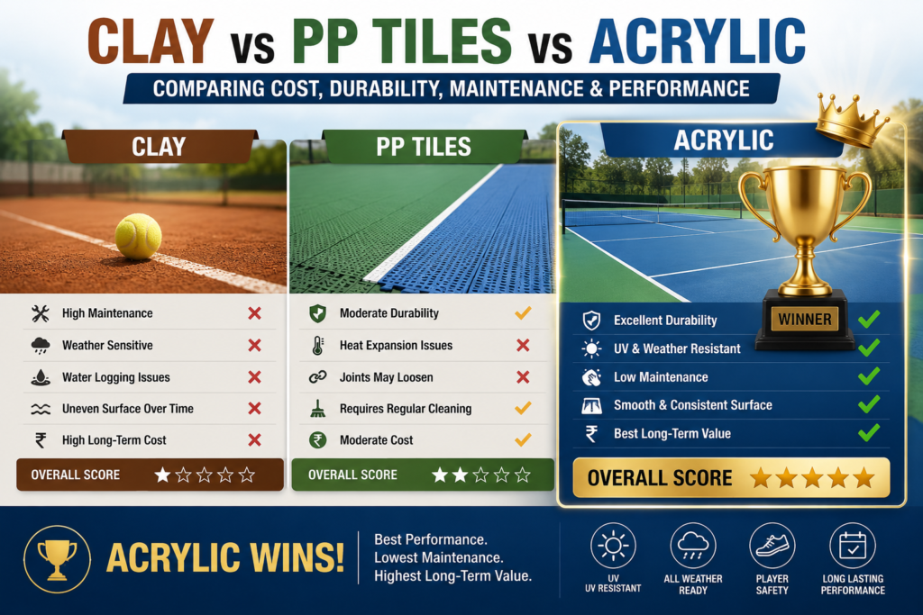 Clay vs PP Tiles vs Acrylic