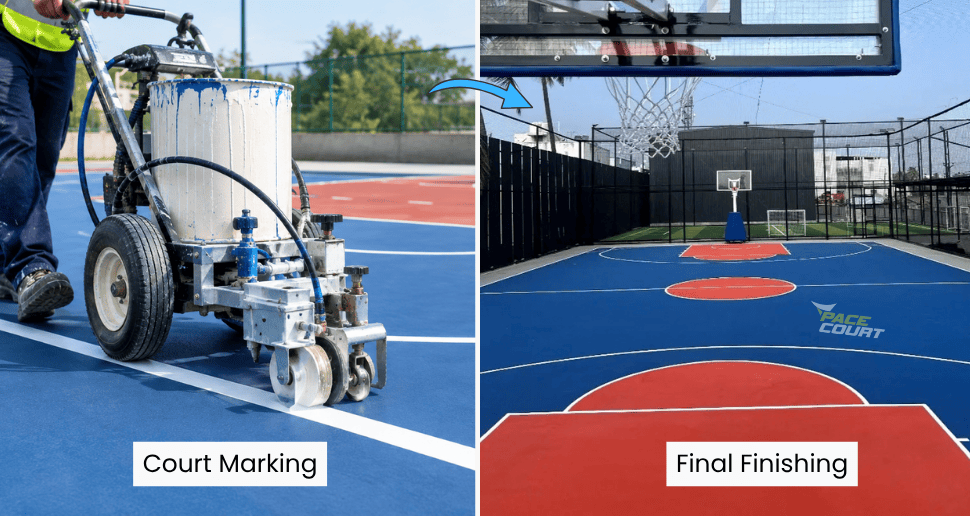 Acrylic Basketball Court Flooring Over PP Tiles