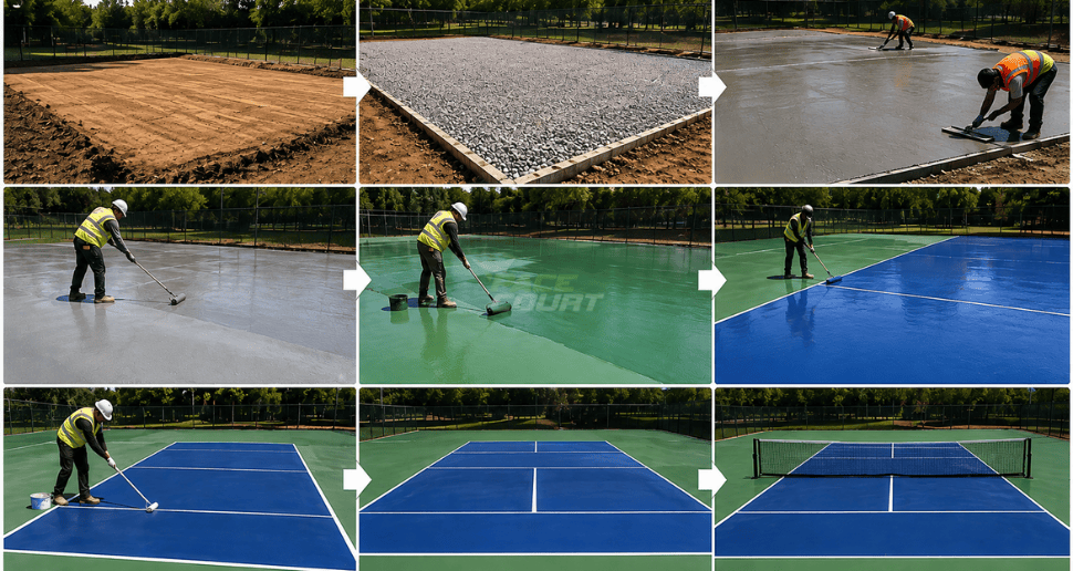 What is the process for building a pickleball court?