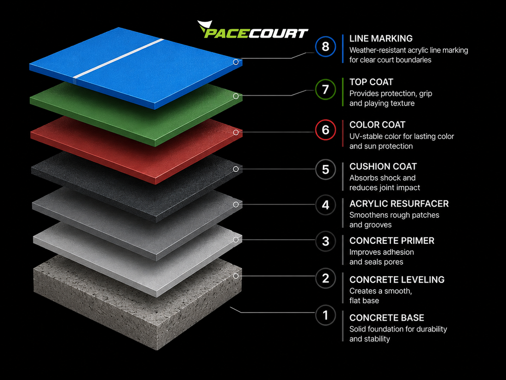 Acrylic Court Flooring Installation Process
