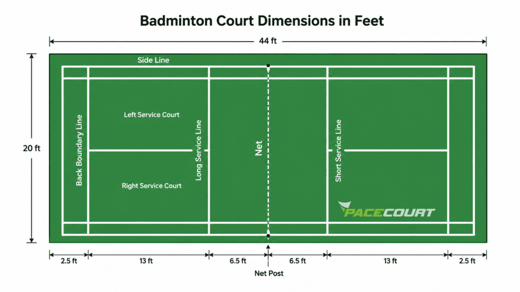 Badminton Court Dimensions in Feet
